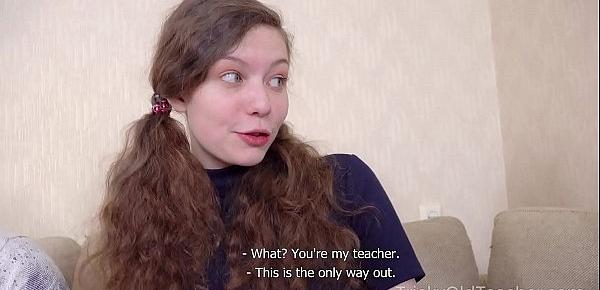 Tricky Old Teacher - Babe comes to study but gets a double fuck